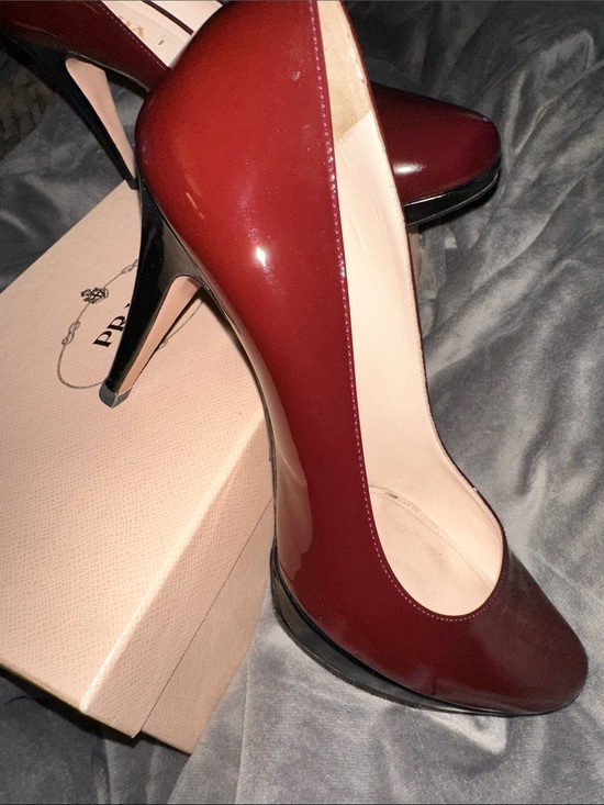 Prada Shoes - Prada: Patent Platform Pumps in Deep Burgundy 🔥🔥🔥🔥🔥
